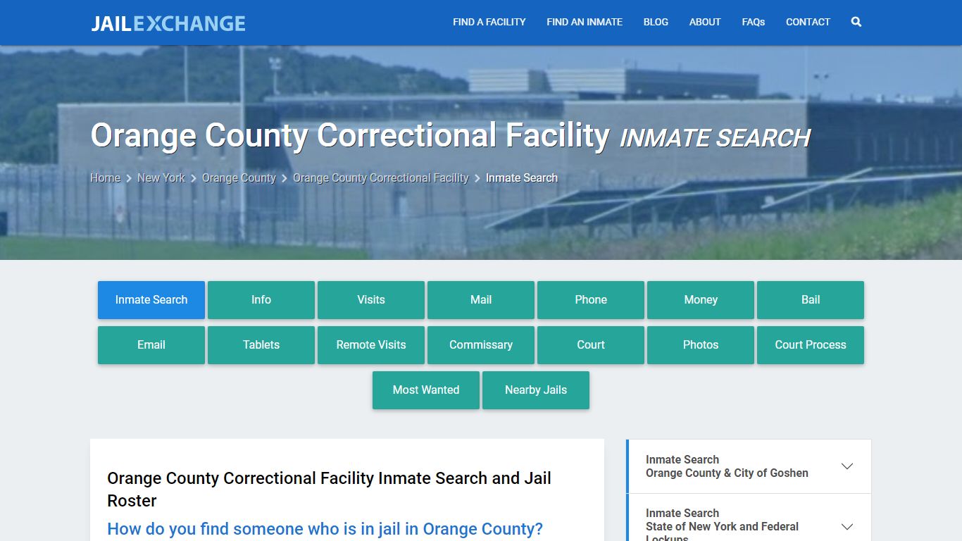Orange County Correctional Facility Inmate Search - Jail Exchange